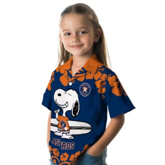Houston Astros Snoopy Surf Hawaiian Shirt - Blue White Tropical Design for MLB Fans