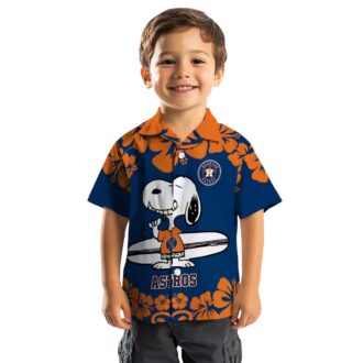 Houston Astros Snoopy Surf Hawaiian Shirt - Blue White Tropical Design for MLB Fans