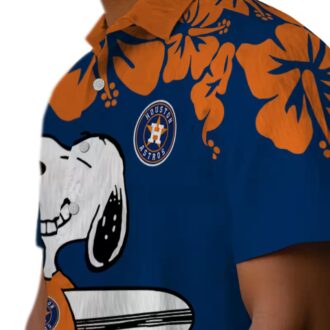 Houston Astros Snoopy Surf Hawaiian Shirt - Blue White Tropical Design for MLB Fans