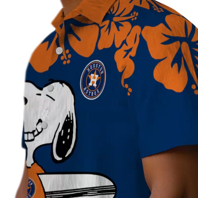 Houston Astros Snoopy Surf Hawaiian Shirt - Blue White Tropical Design for MLB Fans