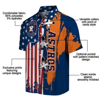 Houston Astros Stitched Flag Blue Hawaiian Shirt - MLB Team Summer Aloha Shirt
