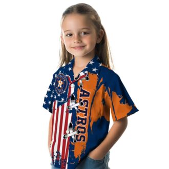 Houston Astros Stitched Flag Blue Hawaiian Shirt - MLB Team Summer Aloha Shirt