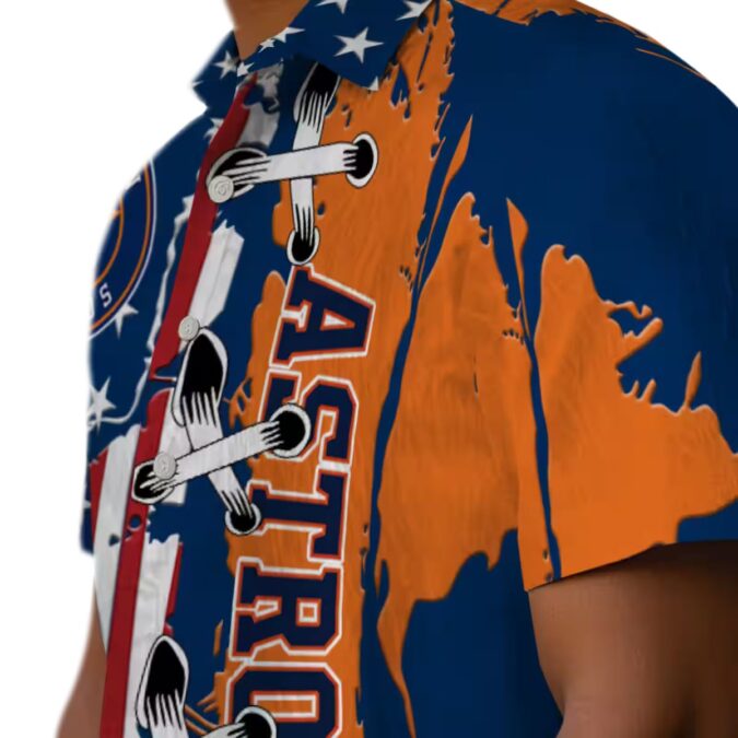 Houston Astros Stitched Flag Blue Hawaiian Shirt - MLB Team Summer Aloha Shirt