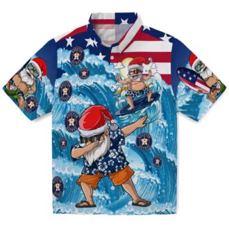 Houston Astros Surfing Santa Blue Hawaiian Shirt - Tropical MLB Holiday Apparel for Fans
