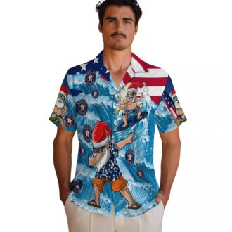 Houston Astros Surfing Santa Blue Hawaiian Shirt - Tropical MLB Holiday Apparel for Fans