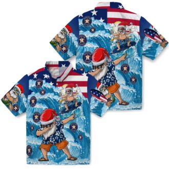 Houston Astros Surfing Santa Blue Hawaiian Shirt - Tropical MLB Holiday Apparel for Fans