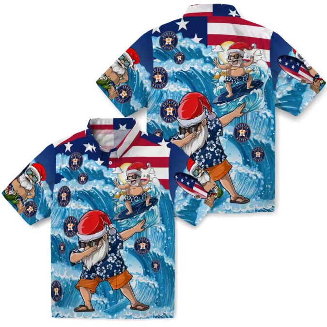 Houston Astros Surfing Santa Blue Hawaiian Shirt - Tropical MLB Holiday Apparel for Fans