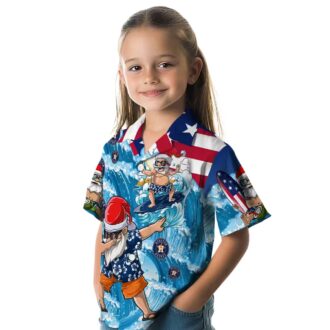 Houston Astros Surfing Santa Blue Hawaiian Shirt - Tropical MLB Holiday Apparel for Fans