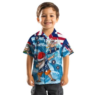 Houston Astros Surfing Santa Blue Hawaiian Shirt - Tropical MLB Holiday Apparel for Fans