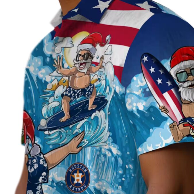 Houston Astros Surfing Santa Blue Hawaiian Shirt - Tropical MLB Holiday Apparel for Fans