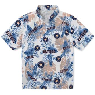 Houston Astros Tropical Leaves White Hawaiian Shirt - MLB Team Beach Shirt for Summer