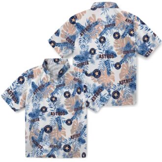 Houston Astros Tropical Leaves White Hawaiian Shirt - MLB Team Beach Shirt for Summer