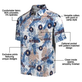 Houston Astros Tropical Leaves White Hawaiian Shirt - MLB Team Beach Shirt for Summer