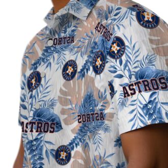 Houston Astros Tropical Leaves White Hawaiian Shirt - MLB Team Beach Shirt for Summer