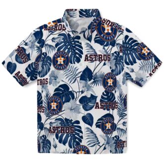 Houston Astros Tropical Plants Hawaiian Shirt - Blue and White MLB Shirt for Summer