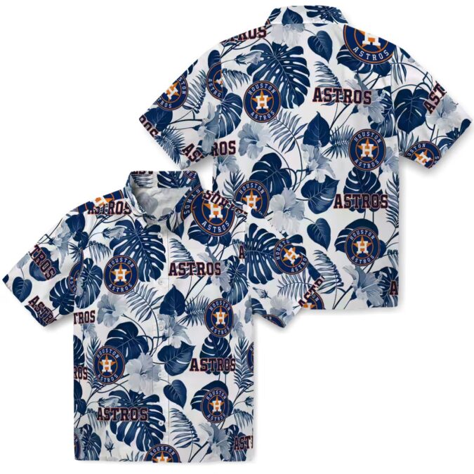 Houston Astros Tropical Plants Hawaiian Shirt - Blue and White MLB Shirt for Summer