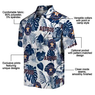 Houston Astros Tropical Plants Hawaiian Shirt - Blue and White MLB Shirt for Summer