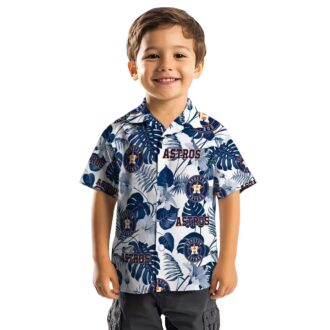 Houston Astros Tropical Plants Hawaiian Shirt - Blue and White MLB Shirt for Summer