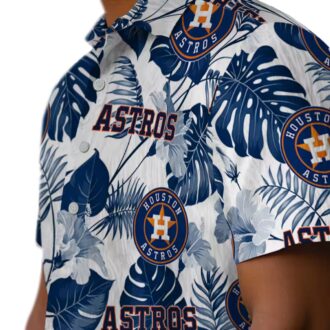 Houston Astros Tropical Plants Hawaiian Shirt - Blue and White MLB Shirt for Summer