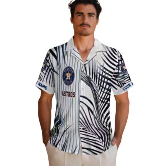 Limited Edition Houston Astros Hawaiian Shirt - Tropical Palm Stripes Blue Black White MLB Gear