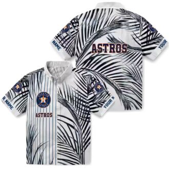 Limited Edition Houston Astros Hawaiian Shirt - Tropical Palm Stripes Blue Black White MLB Gear