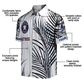 Limited Edition Houston Astros Hawaiian Shirt - Tropical Palm Stripes Blue Black White MLB Gear