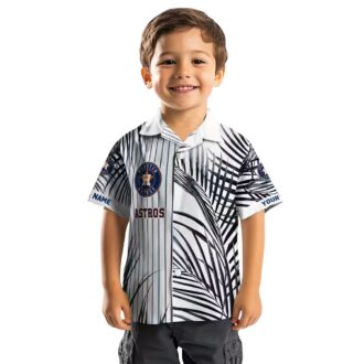 Limited Edition Houston Astros Hawaiian Shirt - Tropical Palm Stripes Blue Black White MLB Gear