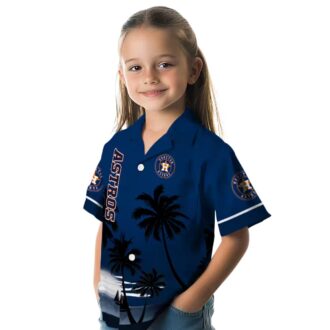 MLB Houston Astros Beach Sunset Hawaiian Shirt - Blue and Black Tropical Aloha Shirt for Fans