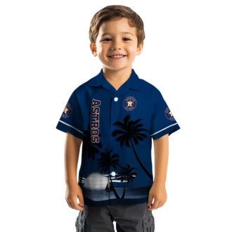 MLB Houston Astros Beach Sunset Hawaiian Shirt - Blue and Black Tropical Aloha Shirt for Fans