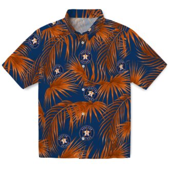 MLB Houston Astros Tropical Hawaiian Shirt - Leafy Palms Blue Shirt for Summer