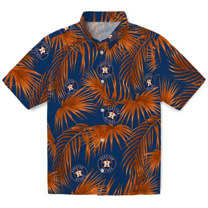 MLB Houston Astros Tropical Hawaiian Shirt - Leafy Palms Blue Shirt for Summer