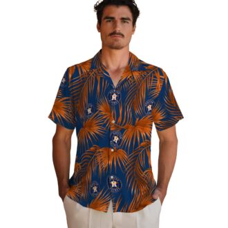MLB Houston Astros Tropical Hawaiian Shirt - Leafy Palms Blue Shirt for Summer
