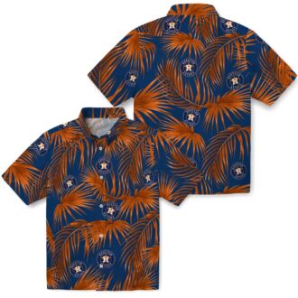 MLB Houston Astros Tropical Hawaiian Shirt - Leafy Palms Blue Shirt for Summer