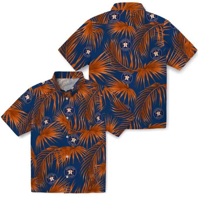 MLB Houston Astros Tropical Hawaiian Shirt - Leafy Palms Blue Shirt for Summer