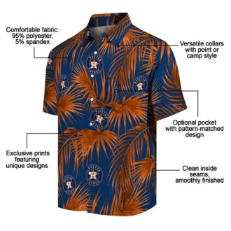 MLB Houston Astros Tropical Hawaiian Shirt - Leafy Palms Blue Shirt for Summer