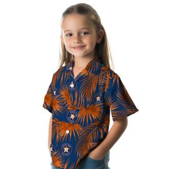 MLB Houston Astros Tropical Hawaiian Shirt - Leafy Palms Blue Shirt for Summer