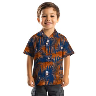 MLB Houston Astros Tropical Hawaiian Shirt - Leafy Palms Blue Shirt for Summer