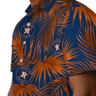 MLB Houston Astros Tropical Hawaiian Shirt - Leafy Palms Blue Shirt for Summer