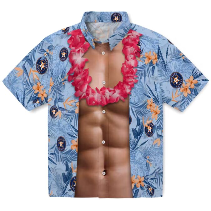 Official Houston Astros MLB Hawaiian Shirt - Blue Chest Illusion Tropical Aloha Style