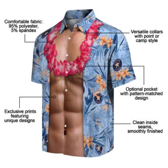 Official Houston Astros MLB Hawaiian Shirt - Blue Chest Illusion Tropical Aloha Style