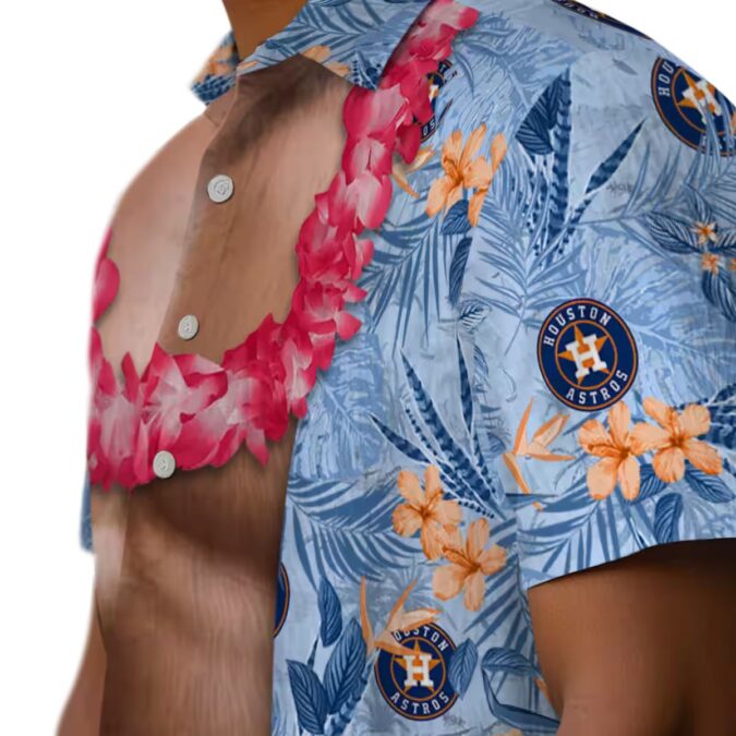 Official Houston Astros MLB Hawaiian Shirt - Blue Chest Illusion Tropical Aloha Style