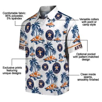 Official Houston Astros MLB Tropical Hawaiian Shirt - Palm Island Print in Blue and White