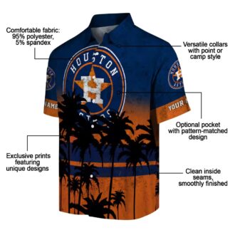 Personalized Houston Astros Hawaiian Shirt - Sunset Tropical Blue & Black Aloha Design