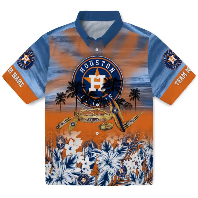 Personalized Houston Astros Tropical Canoe Hawaiian Shirt - Blue MLB Beach Shirt for Fans