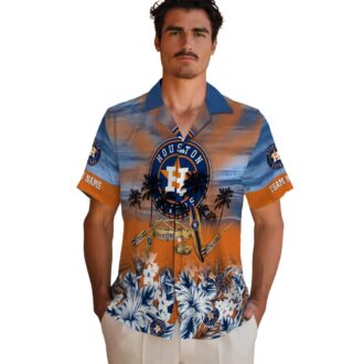 Personalized Houston Astros Tropical Canoe Hawaiian Shirt - Blue MLB Beach Shirt for Fans