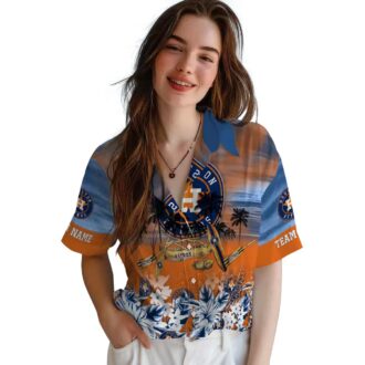 Personalized Houston Astros Tropical Canoe Hawaiian Shirt - Blue MLB Beach Shirt for Fans