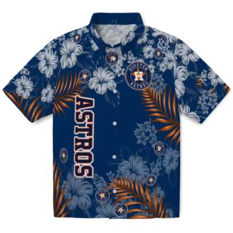 Tropical Hibiscus Print Houston Astros Hawaiian Shirt - Blue Beach Shirt for MLB Fans
