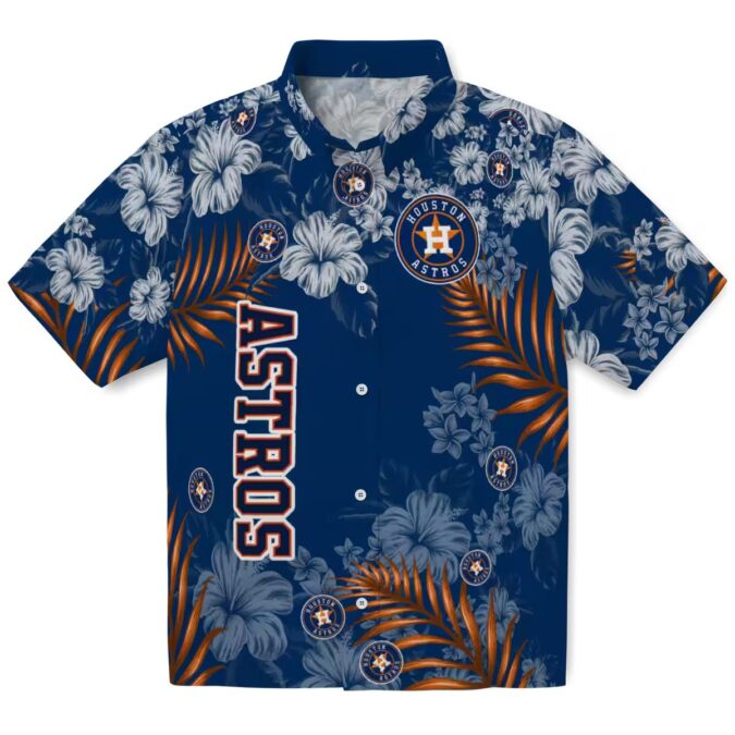 Tropical Hibiscus Print Houston Astros Hawaiian Shirt - Blue Beach Shirt for MLB Fans