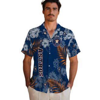 Tropical Hibiscus Print Houston Astros Hawaiian Shirt - Blue Beach Shirt for MLB Fans