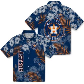 Tropical Hibiscus Print Houston Astros Hawaiian Shirt - Blue Beach Shirt for MLB Fans